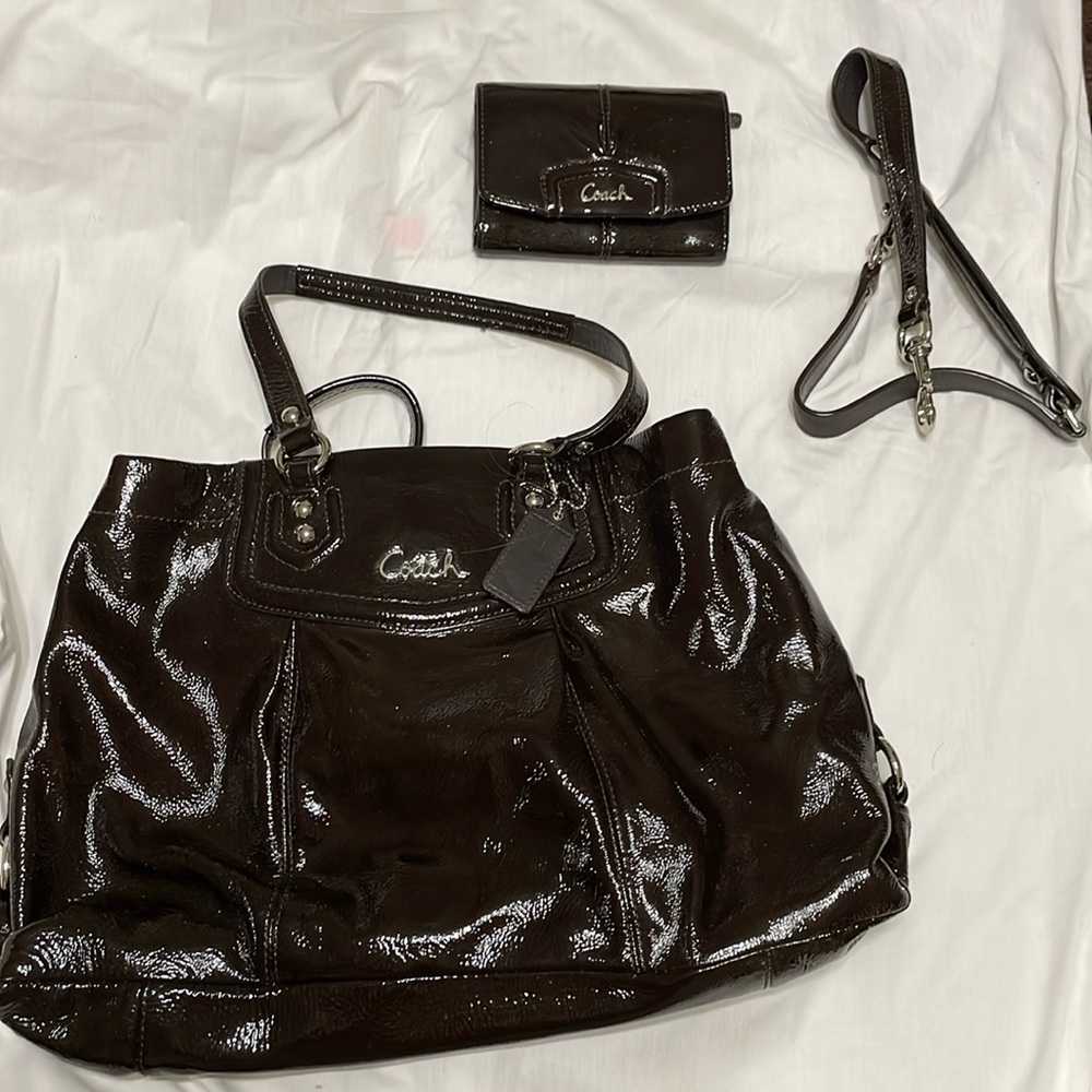 Brown coach purse with matching wallet.  Never been used.